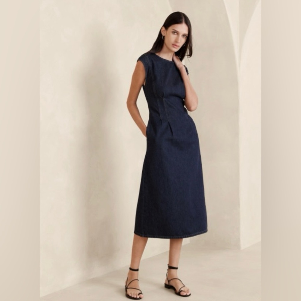 Banana Republic Lina Italian Denim Midi Dress size 14